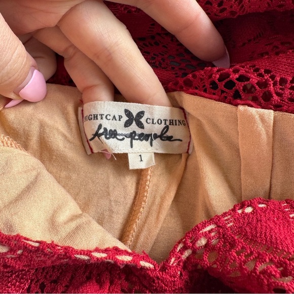 NWOT, Nightcap x Free People, Fleur Lace Jumpsuit Red V-neck XS (1) - Picture 5 of 7